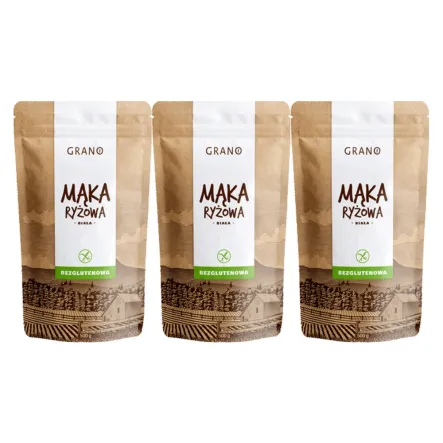 3 x Mąka Ryżowa Biała Bezglutenowa 500 g - Grano