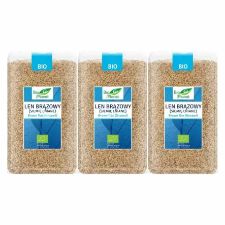 3 x Len Brązowy Siemię Lniane Nasiona Lnu Bio 1 kg Bio Planet