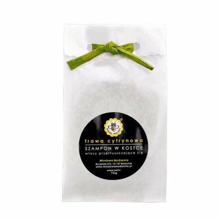 Szampon w Kostce TRAWA CYTRYNOWA Refill 70 g - Miodowa Mydlarnia - Przecena Krótka Data Minimalnej Trwałości