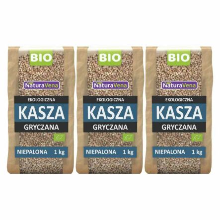 3 x Kasza Gryczana Niepalona Bio 1 kg - NaturAvena