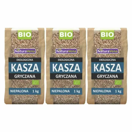 3 x Kasza Gryczana Niepalona Bio 1 kg - NaturAvena