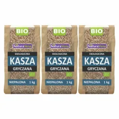 3 x Kasza Gryczana Niepalona Bio 1 kg - NaturAvena