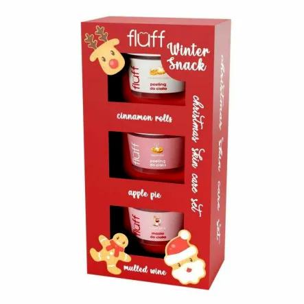 Zestaw WINTER SNACK (Peeling do Ciała Cynamonowe Bułeczki 100 ml + Peeling do Ciała Szarlotka 100 ml + Masło do Ciała Grzane Wino 100 ml) - Fluff