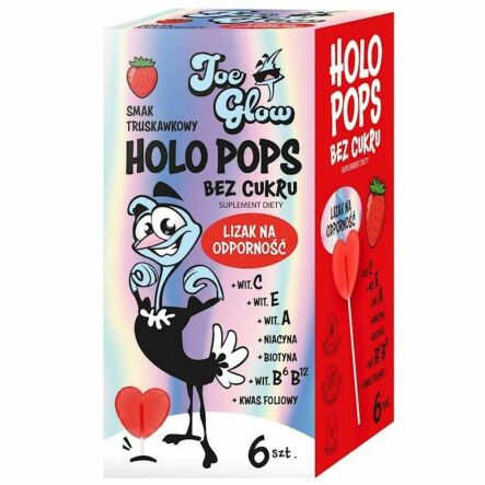 Lizaki o Smaku Truskawkowym Odporność Bez Cukru Bezglutenowe 6 Sztuk - Holo Pops