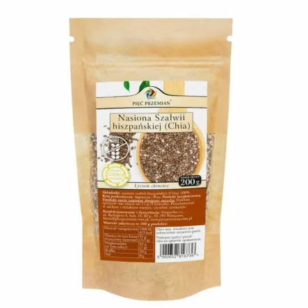 Chia - Nasiona Szałwii Hiszpańskiej 200 g - Pięć Przemian