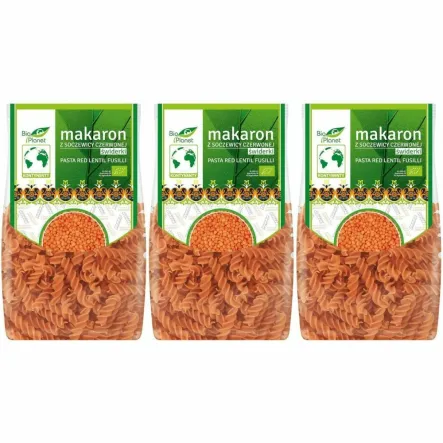 3 x Makaron z Soczewicy Czerwone Świderki Bio 250 g - Bio Planet