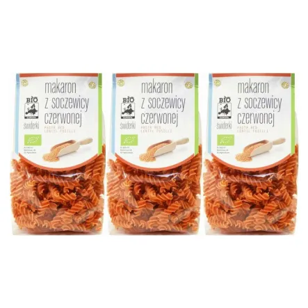 3 x Makaron z Soczewicy Czerwone Świderki Bio 250 g Bio Europa