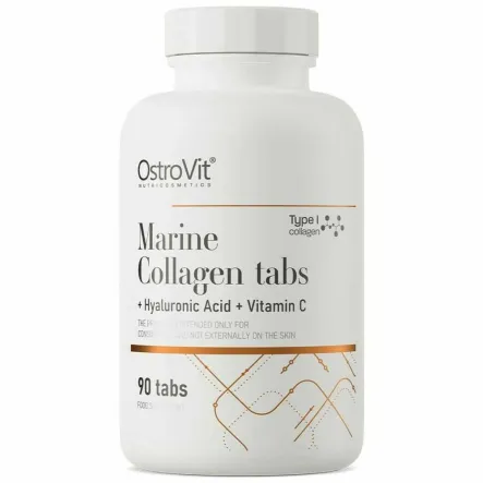 Kolagen Morski + Kwas Hialuronowy + Witamina C 90 Tabletek - OstroVit