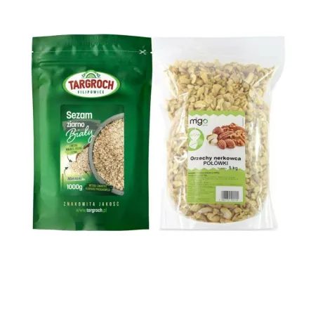 Zestaw Sezam Ziarno 1 kg Targroch + Orzechy Nerkowca Połówki 1 kg - MIGOgroup