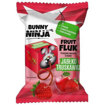 Przekąska Owocowa w Kształcie Sznurka FRUIT FLUK Jabłko i Truskawka 15 g - Bunny Ninja