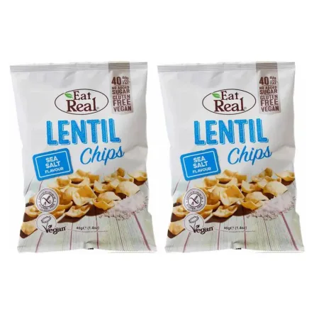 2 x Chipsy z Soczewicy z Solą Morską 40 g Eat Real