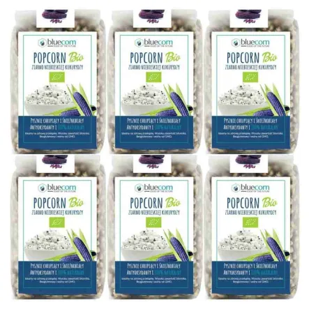 6 x Ziarno Popcornu z Niebieskiej Kukurydzy Bio 350 g - Bluecorn