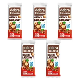 5 x Baton Orzech Laskowy Bez Dodatku Cukru 35 g - Dobra Kaloria