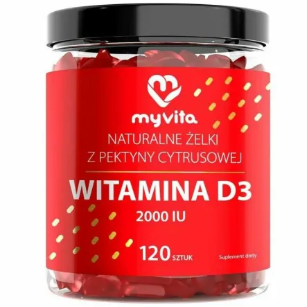 Żelki Naturalne WITAMINA D3 2000 IU 120 sztuk - MyVita (data: 28.08.2025)