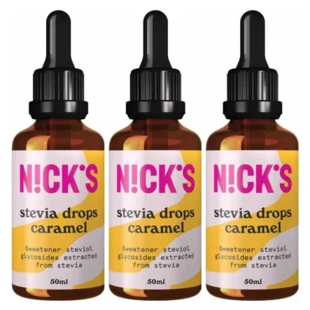 3 x Słodzik w Płynie Stevia Drops Caramel 50 ml - Nicks