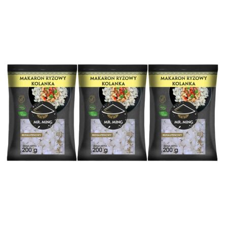 3 x Makaron Ryżowy KOLANKA Bezglutenowy 200 g - Mr. Ming (31.12.2025)