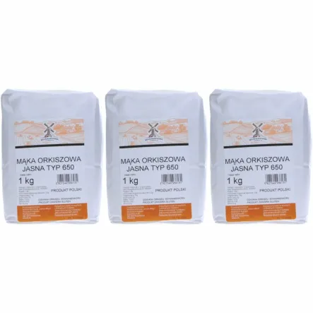 3 x Mąka Orkiszowa Jasna Typ 650 1 kg - Młyn Kopytowa