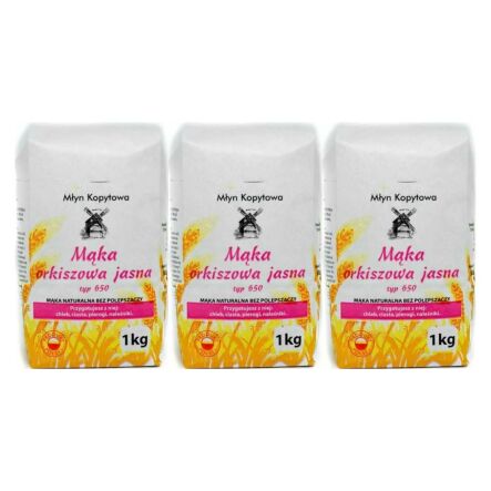3 x Mąka Orkiszowa Jasna Typ 650 1 kg - Młyn Kopytowa