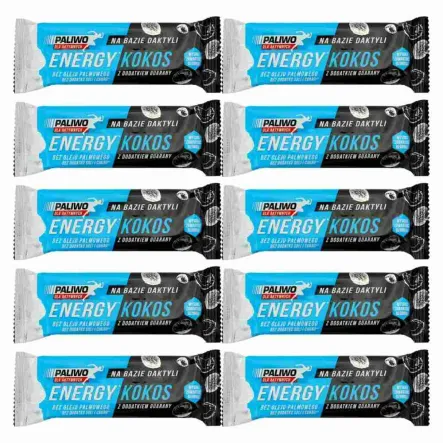 10 x Baton Energy Kokos + Guarana 50 g - Paliwo Dla Aktywnych
