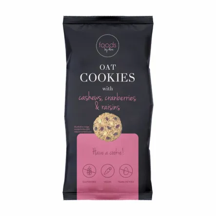 Ciasteczka Owsiane z Orzechami Nerkowca, Żurawiną i Rodzynkami 100 g - Foods by Ann (data: 11.05.2025)