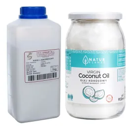 Zestaw Kwas L-Askorbinowy 1 kg CZDA  Stanlab + Olej Kokosowy Nierafinowany Virgin 100% Tłoczony na Zimno 900 ml - Natur Planet