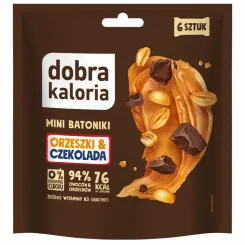 Mini Batoniki Orzeszki i Czekolada Bez Dodatku Cukru 108 g (6x 18 g) - Dobra Kaloria