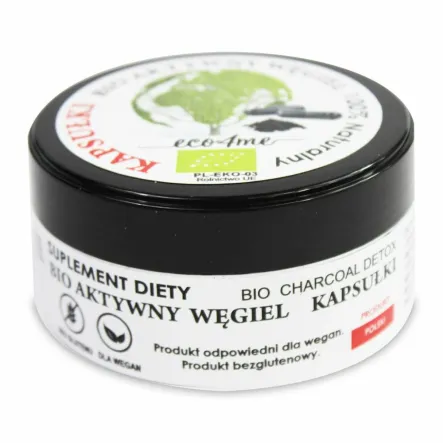 Węgiel Aktywny Kapsułki Bio 30 g Eco4Me - Przecena Krótka Data Minimalnej Trwałości