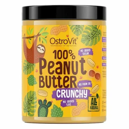 Masło Orzechowe Crunchy 1 kg - OstroVit - Krem Orzechowy 100%