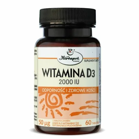 Witamina D3 2000 IU 60 Tabletek - Herbapol Kraków