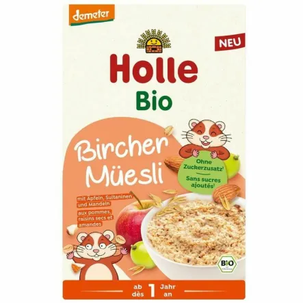 Musli z Jabłkiem, Rodzynkami i Migdałami Bez Dodatku Cukru Demeter Bio 200 g - Holle