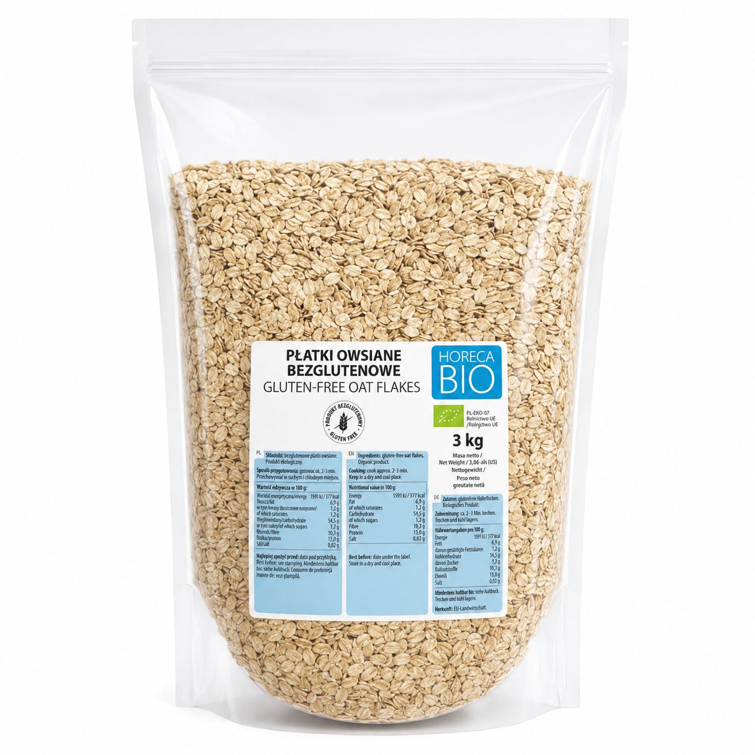 Płatki Owsiane Bezglutenowe Bio 3 kg - Horeca