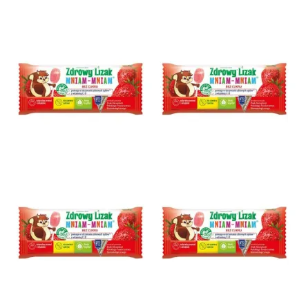 Zestaw 4 x Zdrowy Lizak Mniam - Mniam TRUSKAWKA Łezka - Starpharma