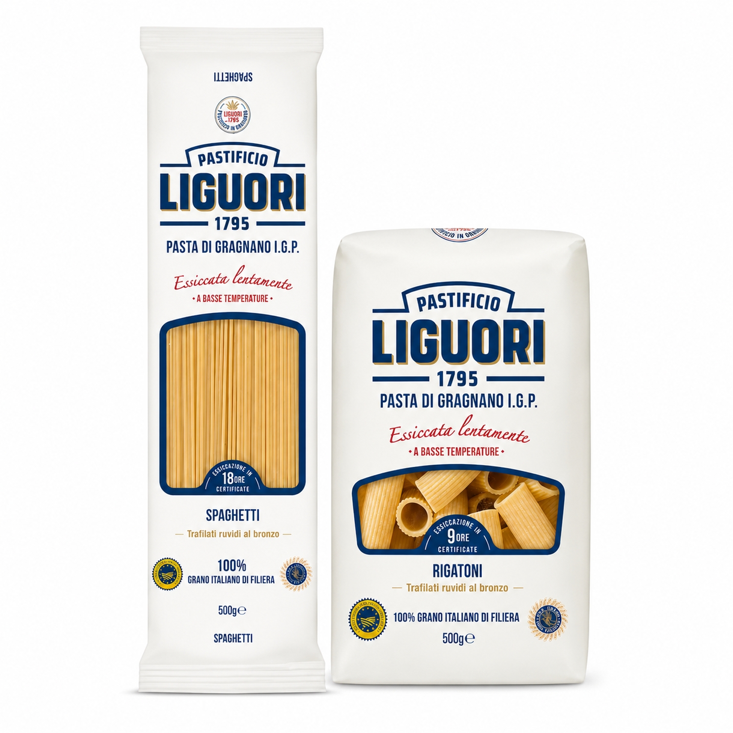 Makaron Spaghetti z Pszenicy Durum Pasta di Gragnano IGP 500 g  + Makaron Rigatoni z Pszenicy Durum Pasta di Gragnano IGP 500 g Liguori