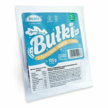 Bułki z Siemieniem Lnianym i Chia Bezglutenowe 100 g (2x 50 g) - Incola