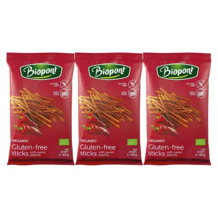 3 x Paluszki Paprykowe Bezglutenowe Bio 45 g - Biopont