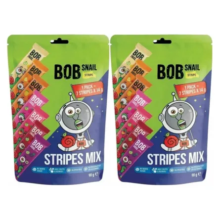2 x Przekąski Stripe Mix Bez Dodatku Cukru 98 g (7x 14 g) - Bos Snail