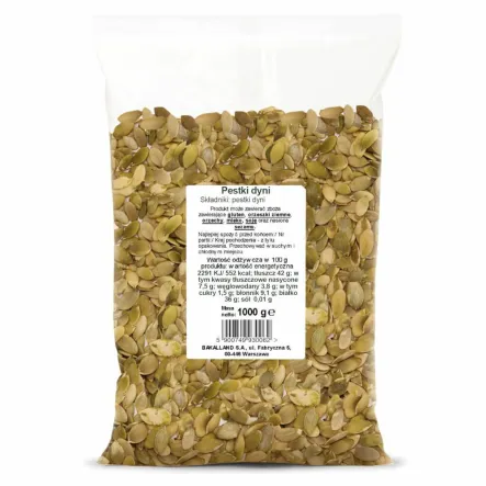 Pestki Dyni Łuskane 1 kg - Bakalland - Przecena Krótka Data Minimalnej Trwałości