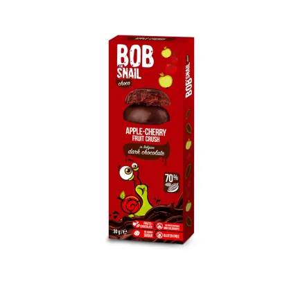 Przekąska Jabłkowo-Wiśniowa w Ciemnej Czekoladzie 30 g - Bob Snail