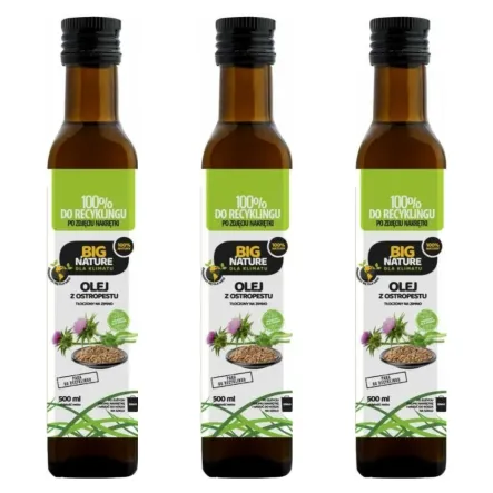 3 x Olej z Ostropestu Tłoczony Na Zimno 500 ml - Big Nature