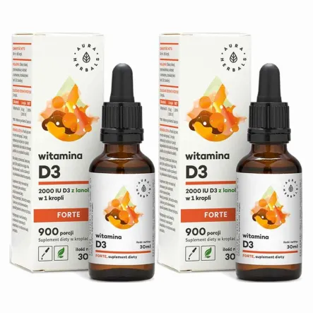 Zestaw 2 x Witamina D3 Forte w Kroplach 30 ml - Aura Herbals