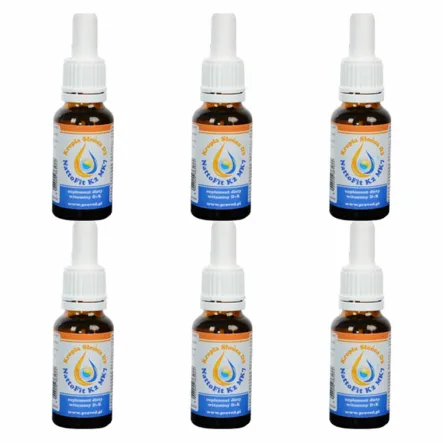 Zestaw 6 x Witamina k2mk7+ D3 w kroplach - NattoFit k2Mk7 + Kropla Słońca D3 20ml - Proved