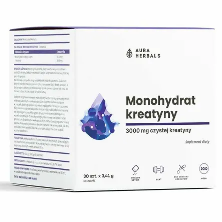 Kreatyna Monohydrat Saszetki (30 x 3,41 g) - Aura Herbals
