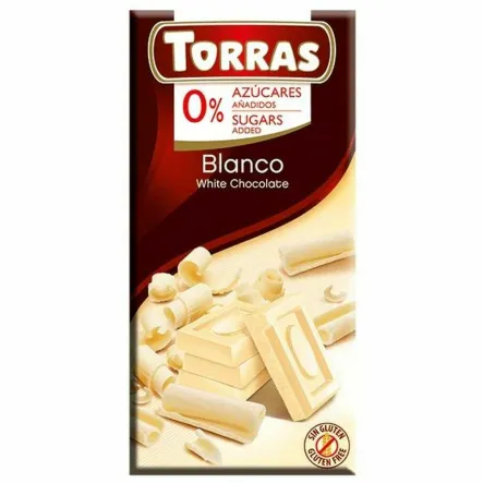 Czekolada Biała Bez Dodatku Cukru 75 g - Torras