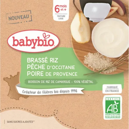 Deser Owocowy z Napojem Ryżowym od 6 Miesiąca Bio 4x85 g - Babybio