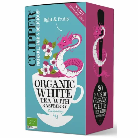 Herbata Biała z Maliną Bio 34 g (20x 1,7 g) - Clipper