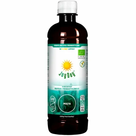 Koncentrat Napoju Probiotycznego Mięta Bezglutenowy Bio 500 ml - JoyDay - Przecena Krótka Data Minimalnej Trwałości