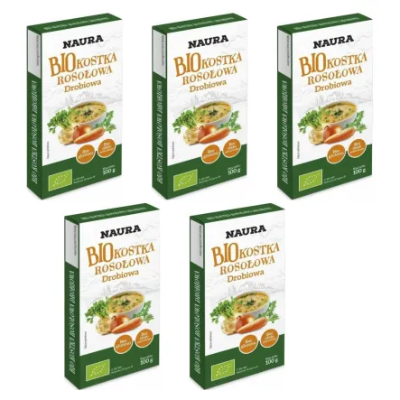 5 x Kostka Rosołowa Drobiowa Bio 100 g - Naura