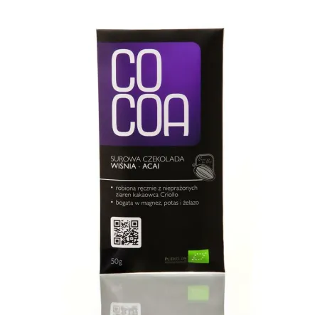 Czekolada Wiśnia - Acai Bio 50 g - Cocoa 