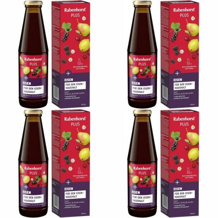 Zestaw 4 x Napój Owocowo-Ziołowy z Żelazem i Witaminami 450 ml (poprzednia nazwa Bogactwo Żelaza Plus Witaminy) - Rabenhorst