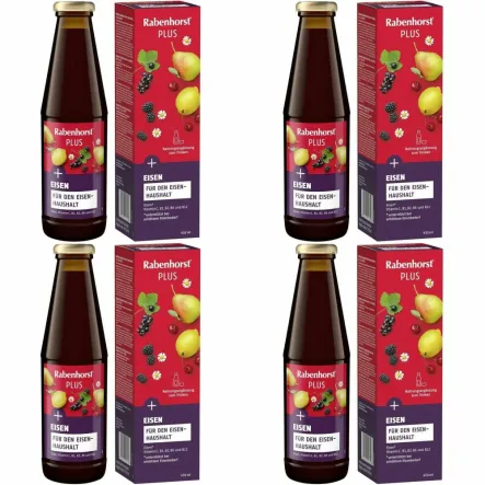 Zestaw 4 x Napój Owocowo-Ziołowy z Żelazem i Witaminami 450 ml (poprzednia nazwa Bogactwo Żelaza Plus Witaminy) - Rabenhorst